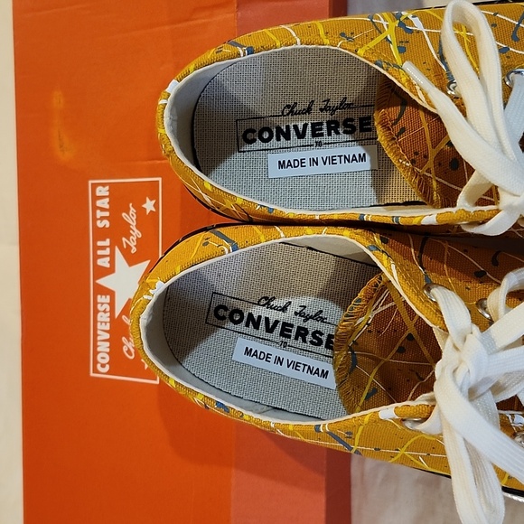 Converse church 70 paint splatter shoes sneakers sunflower gold new with box - Picture 4 of 6